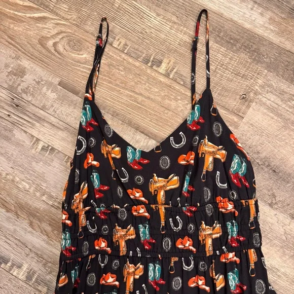 Rock & Roll Denim Western Maxi Dress | Cowboy Print | Size Small - Picture 2 of 3